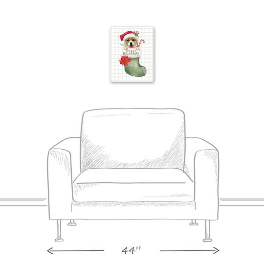 Puppy Stocking Canvas Wall Art